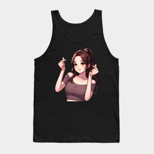 Beautiful Girl Korean Finger Hearts Kpop Tank Top